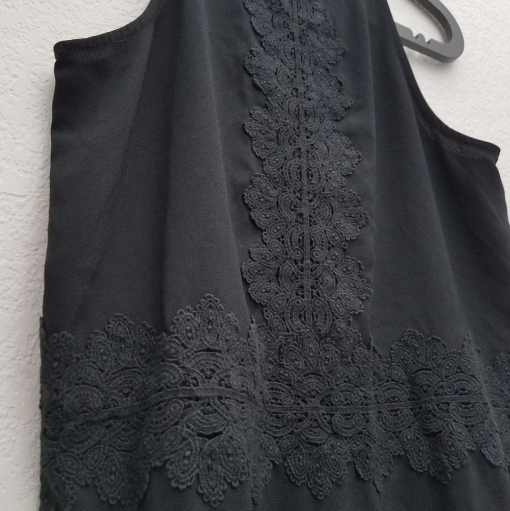 Leith Black Racerback Shift Dress W/Crochet Detail - Picture 2 of 5